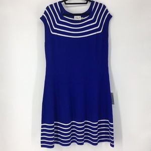 Eliza J Vibrant Blue W/White Stripes XL Dress
